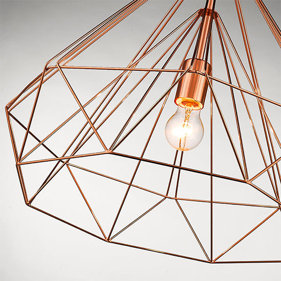 Merton 1 Bulb Double-Layered Cage Large Ceiling Pendant Light In Copper