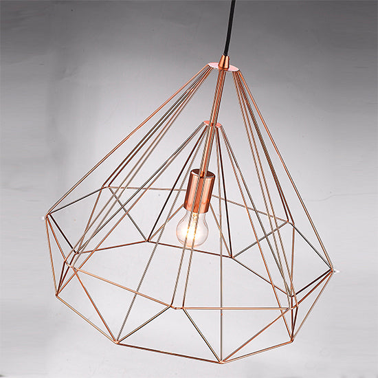 Merton 1 Bulb Double-Layered Cage Large Ceiling Pendant Light In Copper