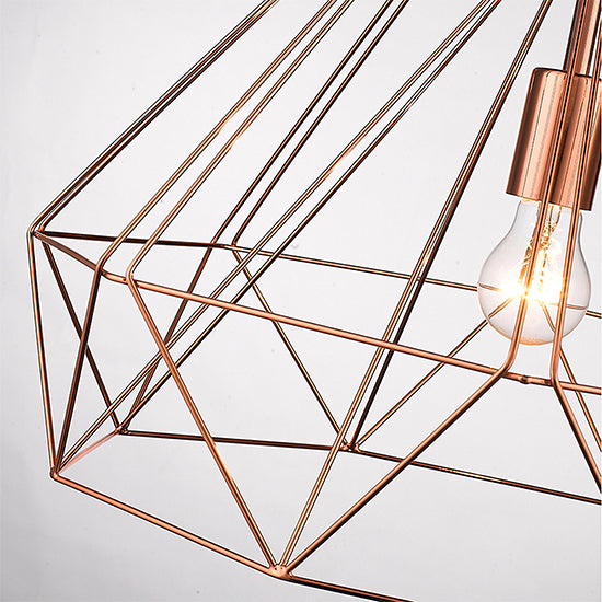 Merton 1 Bulb Double-Layered Cage Large Ceiling Pendant Light In Copper