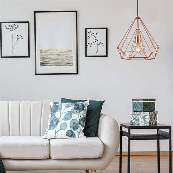 Merton 1 Bulb Double-Layered Cage Large Ceiling Pendant Light In Copper