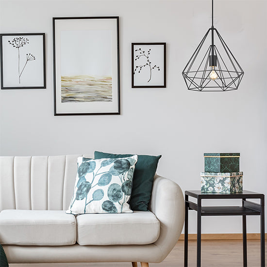 Merton 1 Bulb Double-Layered Cage Large Ceiling Pendant Light In Matt Black