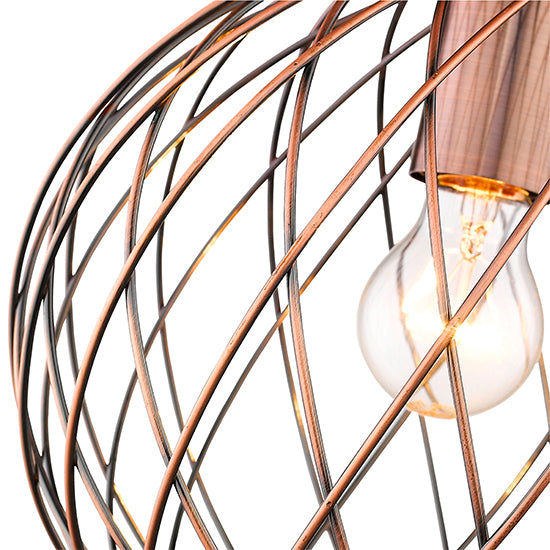 Moorgate 1 Bulb Weaved Frame Globe Ceiling Pendant Light In Antique Copper
