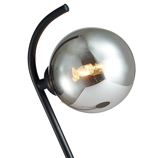 Otley 1 Smoked Glass Globe Bulb Decorative Table Lamp In Black