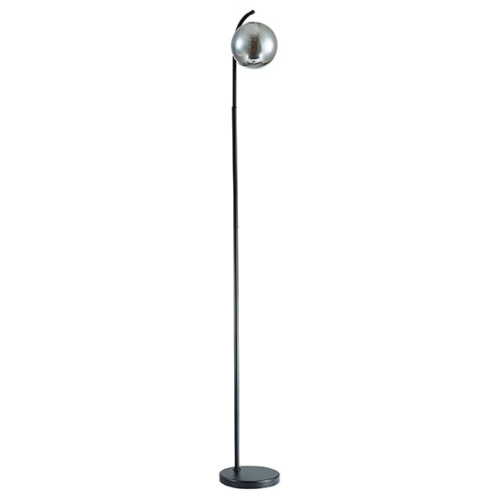 Otley 1 Smoked Glass Globe Bulb Decorative Floor Lamp In Black