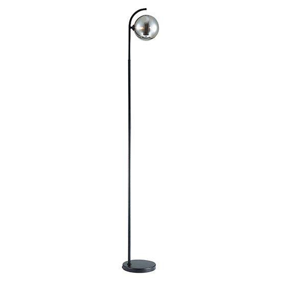 Otley 1 Smoked Glass Globe Bulb Decorative Floor Lamp In Black