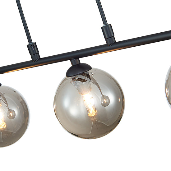 Otley 3 Smoked Glass Globe Bulbs Decorative Ceiling Pendant Light In Black