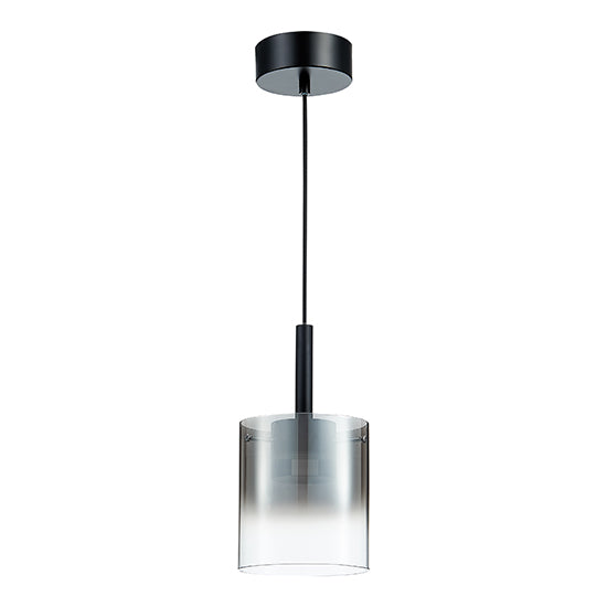 Roundhay 1 Smoked Glass Shade Bulb Decorative Ceiling Pendant Light In Black