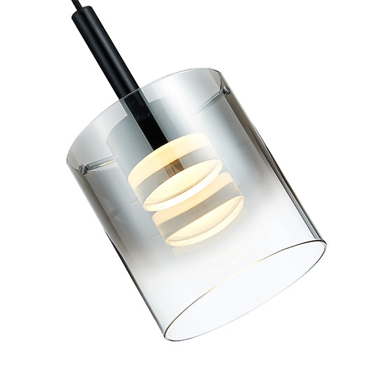 Roundhay 1 Smoked Glass Shade Bulb Decorative Ceiling Pendant Light In Black