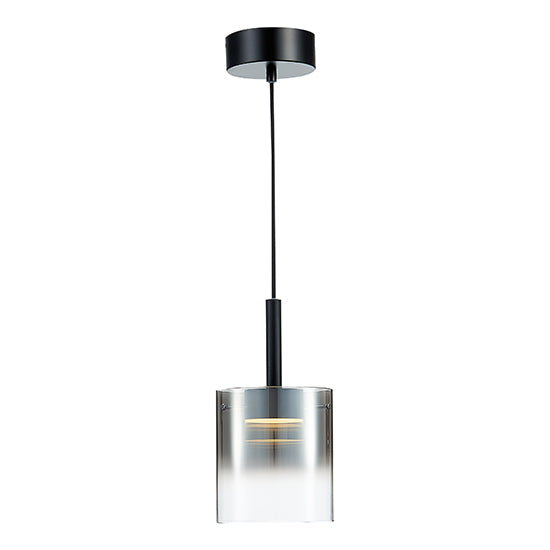Roundhay 1 Smoked Glass Shade Bulb Decorative Ceiling Pendant Light In Black