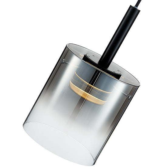 Roundhay 1 Smoked Glass Shade Bulb Decorative Ceiling Pendant Light In Black