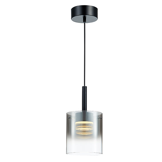 Roundhay 1 Smoked Glass Shade Bulb Decorative Ceiling Pendant Light In Black