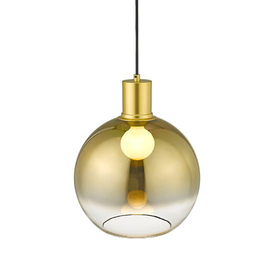 Savannah 1 Smoked Glass Globe Bulb Ceiling Pendant Light In Gold