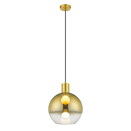 Savannah 1 Smoked Glass Globe Bulb Ceiling Pendant Light In Gold