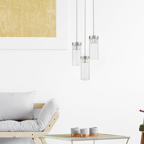 Socorro 3 Bulbs Decorative Ceiling Pendant Light In Satin Nickel