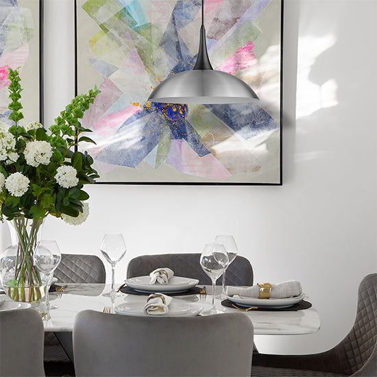 Stamford 1 Bulb Ceiling Pendant Light In Satin Nickel And Matt Black