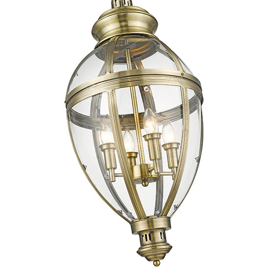 Victoria 4 Bulbs Ceiling Pendant Light In Antique Brass