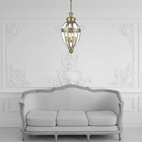 Victoria 4 Bulbs Ceiling Pendant Light In Antique Brass