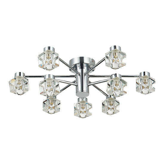 Wakefield 9 Bulbs Decorative Flush Ceiling Light In Chrome
