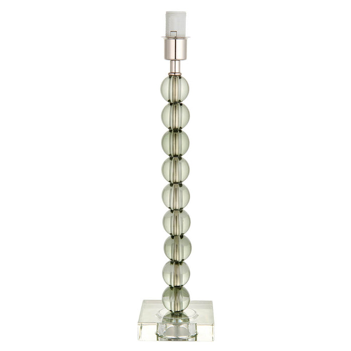 Freya Silver Fabric Shade Table Lamp With Adelie Grey Green Glass Base