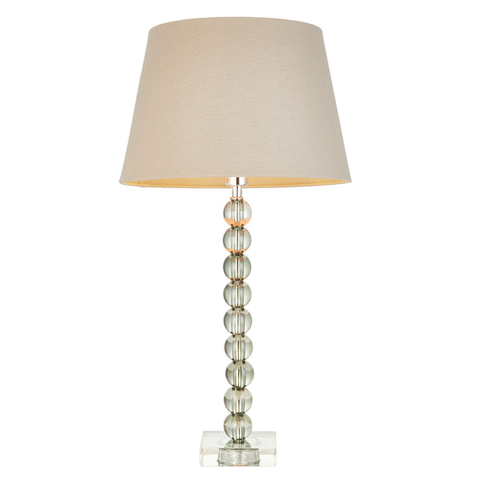 Cici Grey Fabric Shade Table Lamp With Adelie Grey Green Glass Base