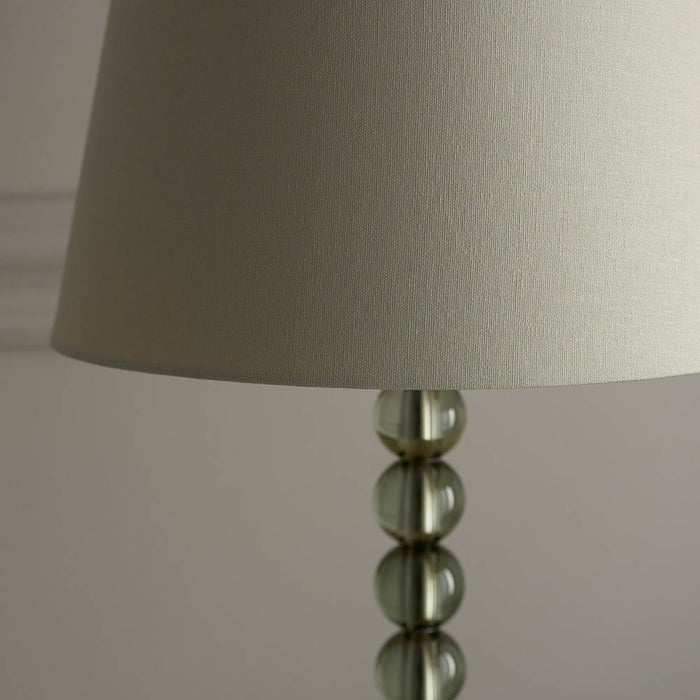 Cici Ivory Fabric Shade Table Lamp With Adelie Grey Green Glass Base