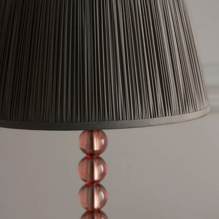 Freya Fir Fabric Shade Table Lamp With Adelie Grey Green Glass Base