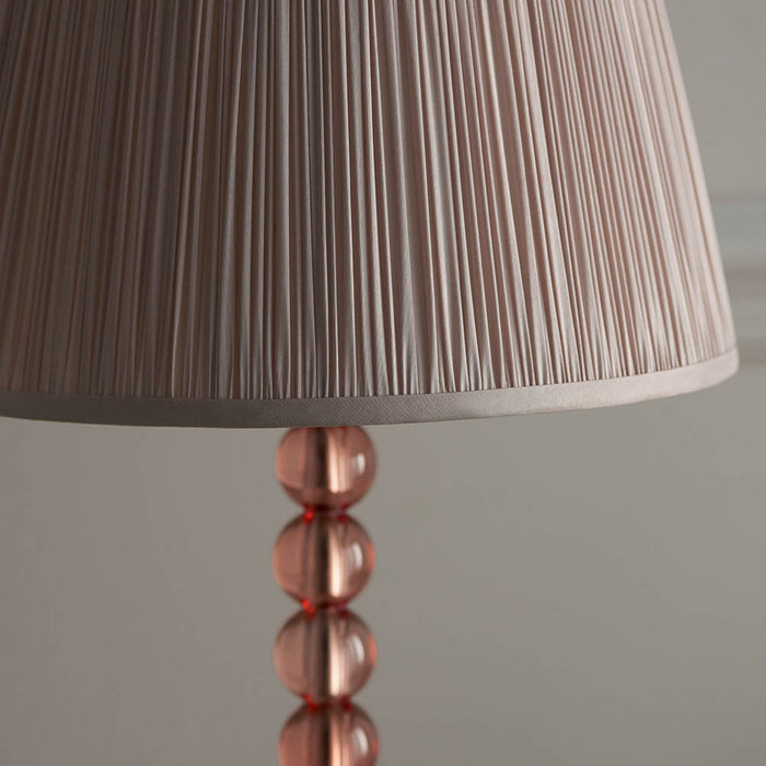 Freya Dusky Pink Fabric Shade Table Lamp With Adelie Blush Tinted Glass Base