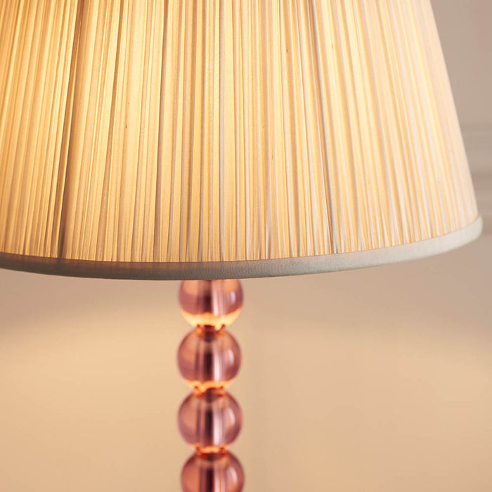 Freya Oyster Fabric Shade Table Lamp With Adelie Blush Tinted Glass Base