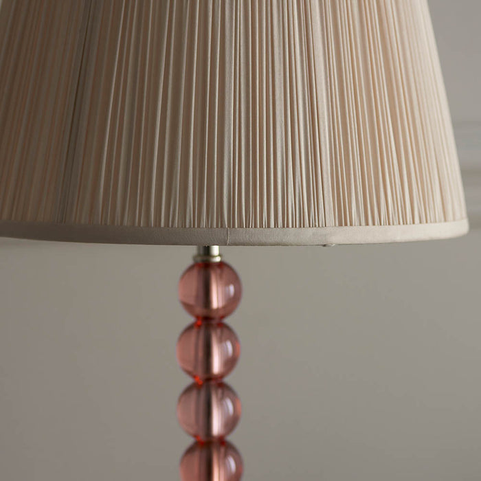 Freya Oyster Fabric Shade Table Lamp With Adelie Blush Tinted Glass Base