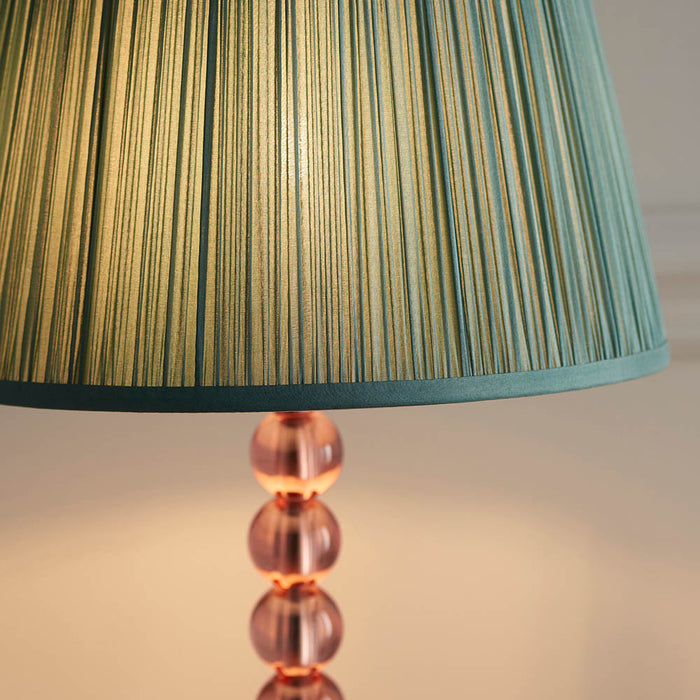 Freya Fir Fabric Shade Table Lamp With Adelie Blush Tinted Glass Base