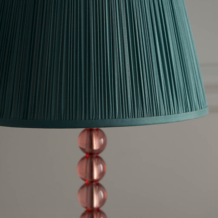 Freya Fir Fabric Shade Table Lamp With Adelie Blush Tinted Glass Base