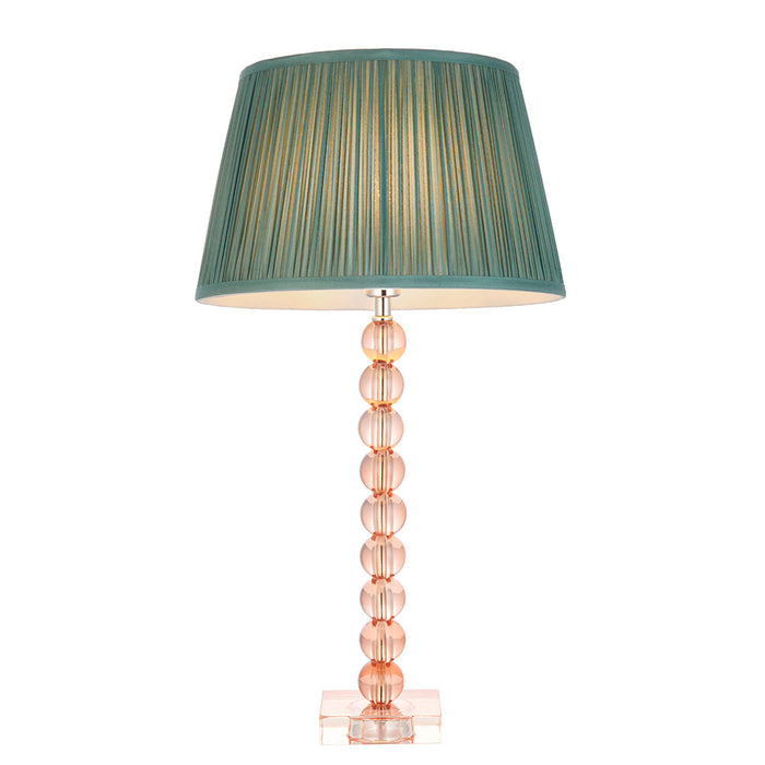 Freya Fir Fabric Shade Table Lamp With Adelie Blush Tinted Glass Base