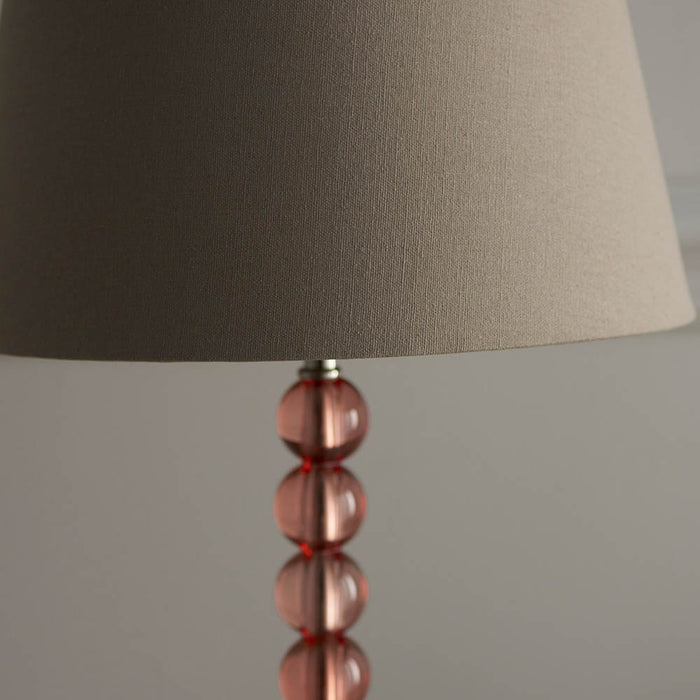 Cici Grey Fabric Shade Table Lamp With Adelie Blush Tinted Glass Base