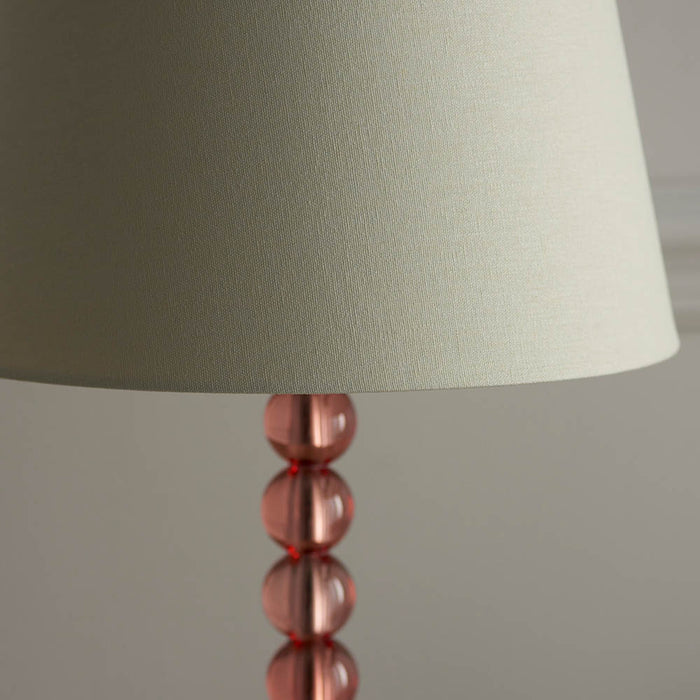 Cici Ivory Fabric Shade Table Lamp With Adelie Blush Tinted Glass Base