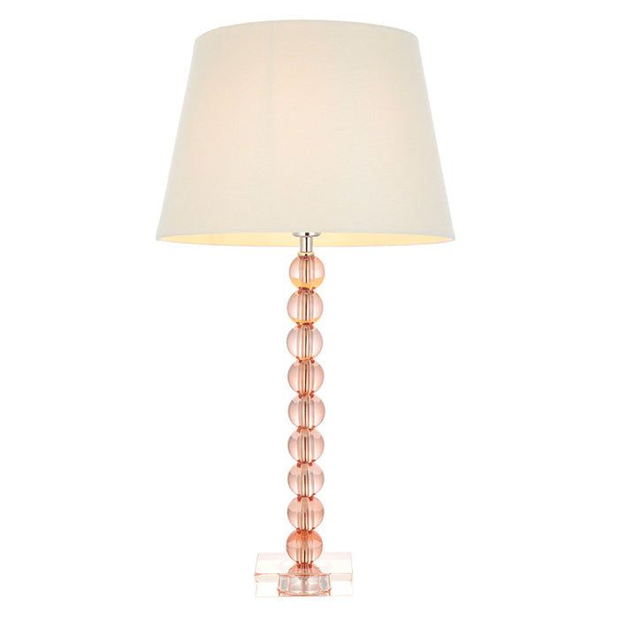 Cici Ivory Fabric Shade Table Lamp With Adelie Blush Tinted Glass Base
