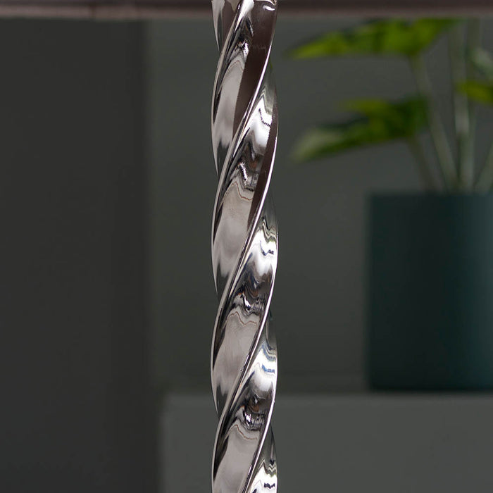 Suki 16 Inch Grey Shade Floor Lamp With Chatsworth Polished Nickel Base