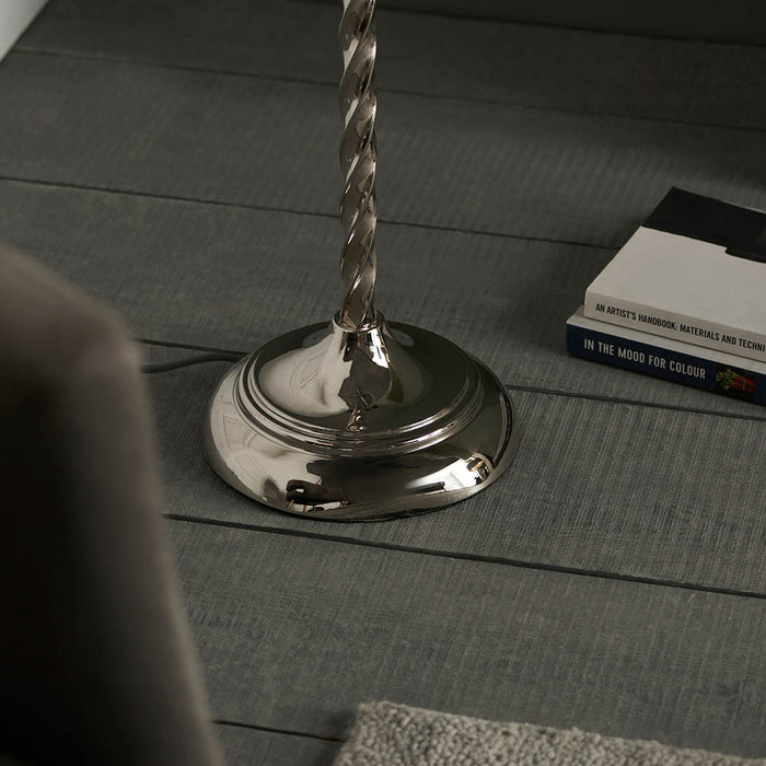 Suki 16 Inch Grey Shade Floor Lamp With Chatsworth Polished Nickel Base