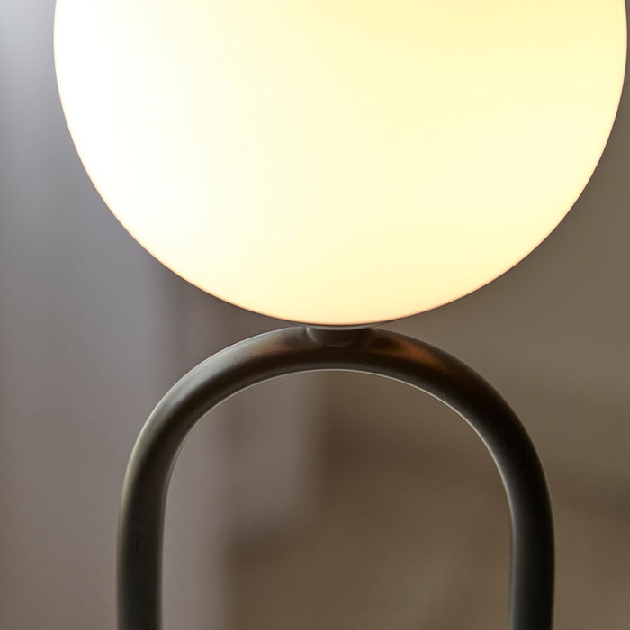Motif Matt Opal Sphere Glass Shade Table Lamp In Matt Black