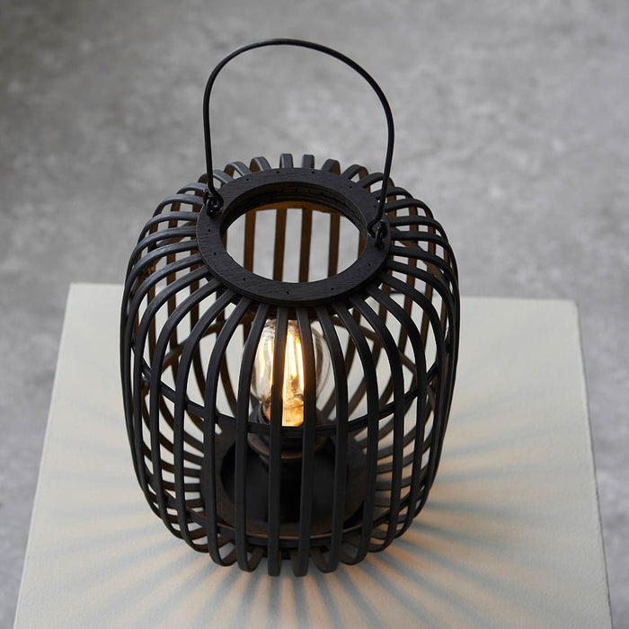 Mathias Table Lamp In Dark Stained Bamboo Open Framework