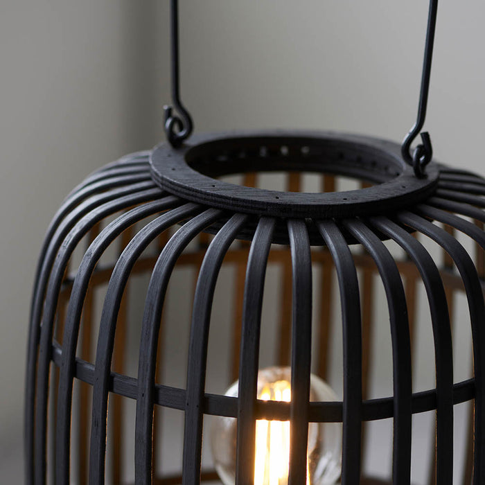 Mathias Table Lamp In Dark Stained Bamboo Open Framework
