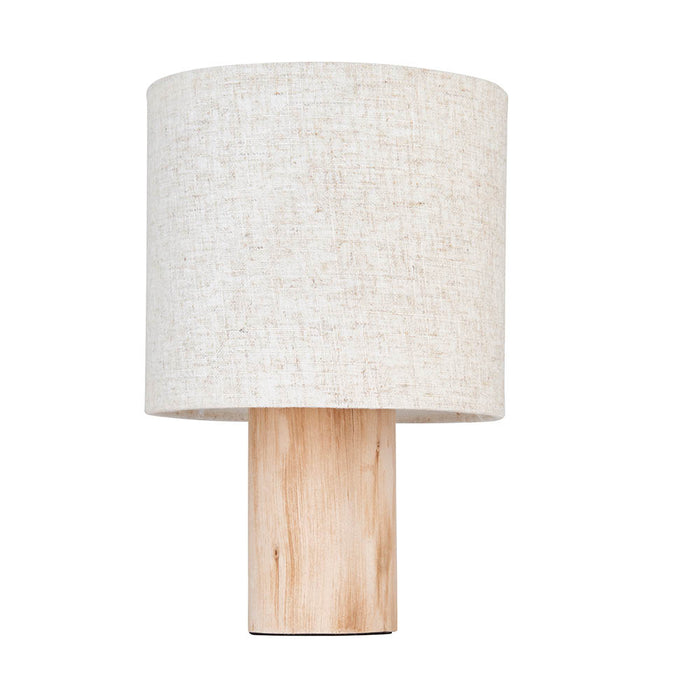 Durban Natural Linen Cylinder Shade Table Lamp With Natural Wooden Base