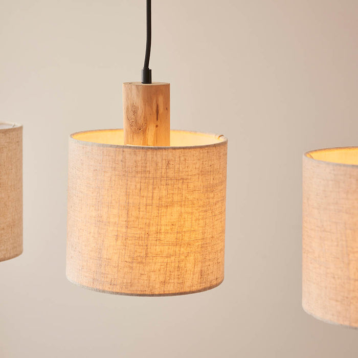 Durban 3 Lights Natural linen cylinder shades Ceiling Pendant Light
