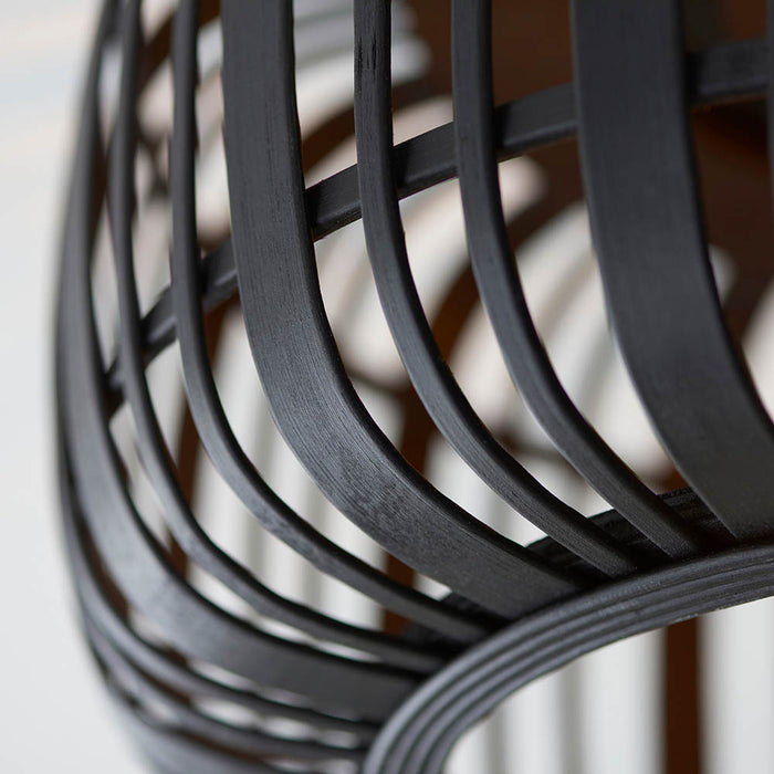 Mathias Flush Ceiling Light In Dark Stained Bamboo Open Framework