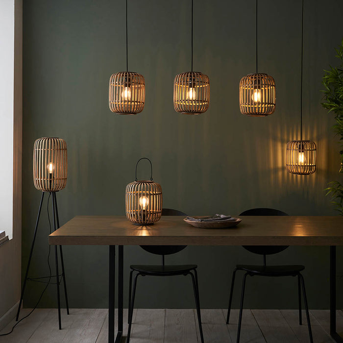 Mathias Floor Lamp In Natural Bamboo Open Framework