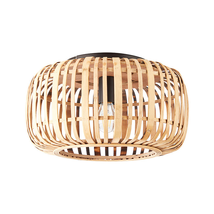 Mathias Flush Ceiling Light In Natural Bamboo Open Framework