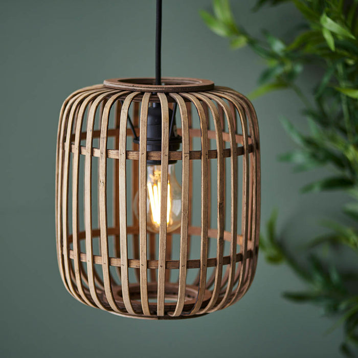 Mathias Ceiling Pendant Light In Natural Bamboo Open Framework