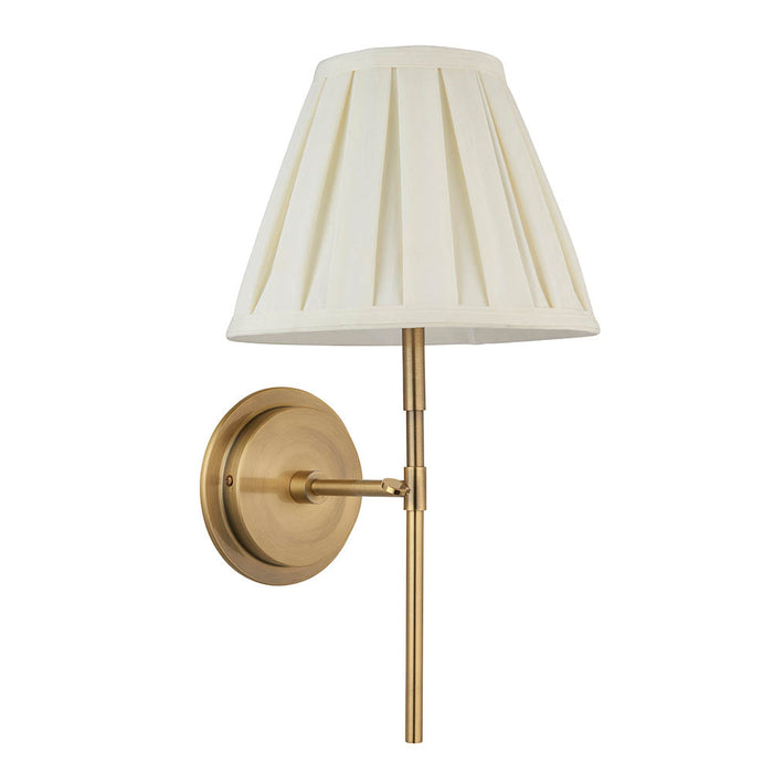Rennes 10 Inch Cream Shade Wall Light With Carla Antique Brass Metal Base