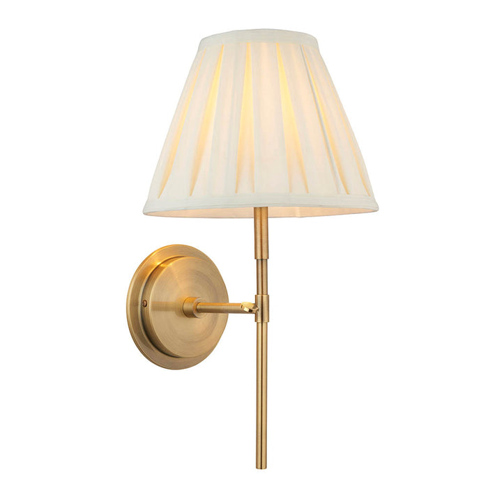 Rennes 10 Inch Cream Shade Wall Light With Carla Antique Brass Metal Base