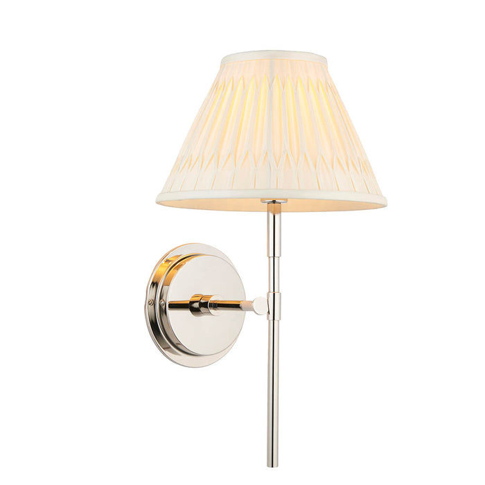 Rennes 10 Inch Cream Shade Wall Light With Chatsworth Bright Nickel Metal Base