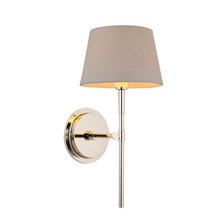 Rennes 8 Inch Grey Tapered Shade Wall Light With Cici Bright Nickel Metal Base